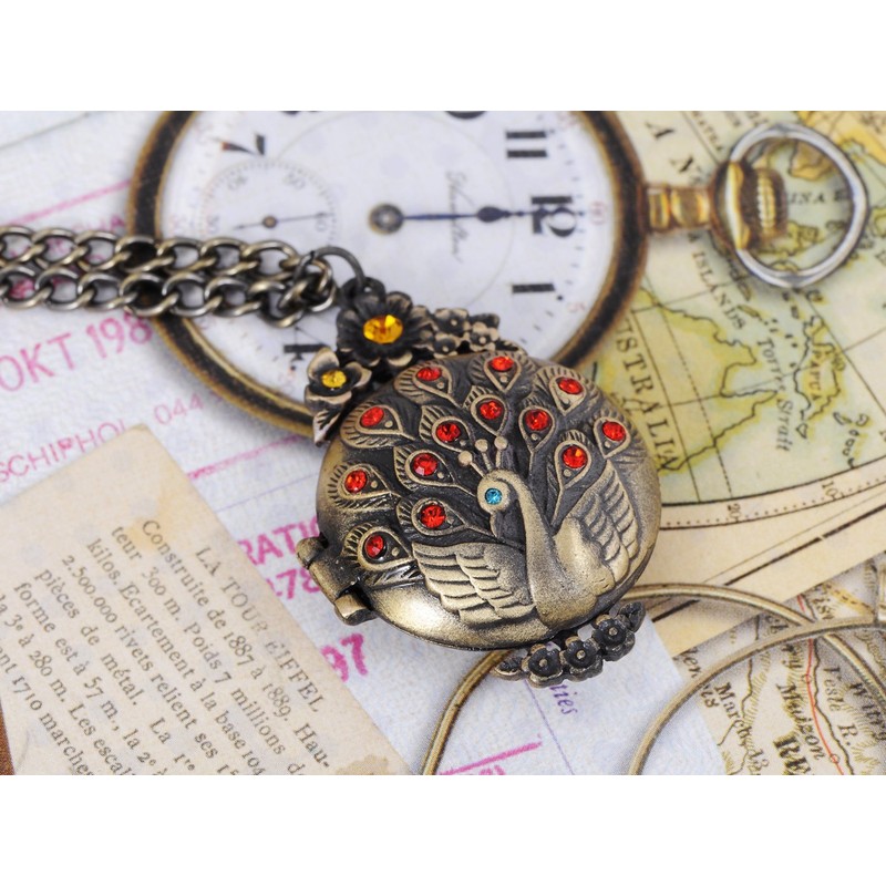 Alilang Womens Antique Vintage Inspired Golden Toned Rhinestone Peacock Bird