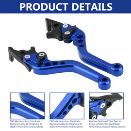 Qiilu Brake Levers, 1 Pair Double Disc Brake Handle Lever Universal CNC Aluminum Alloy Motorcycle Motorbike Clutch Scooter Modification (Blue)
