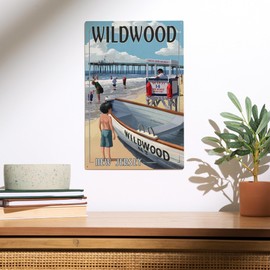 Lantern Press 10x15 Inch Wood Sign, Ready to Hang Wall Decor, Wildwood, New Jersey, Lifeguard Stand