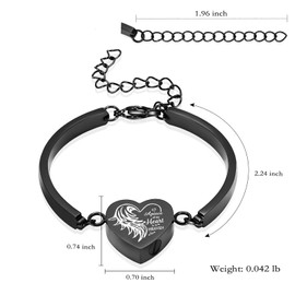 Yinplsmemory Cremation Jewelry Heart Urn Bracelet for Ashes for Women Men Adjustable Urn Cuff Bracelet for Human Pet Ashes Keepsake Memorial Jewelry