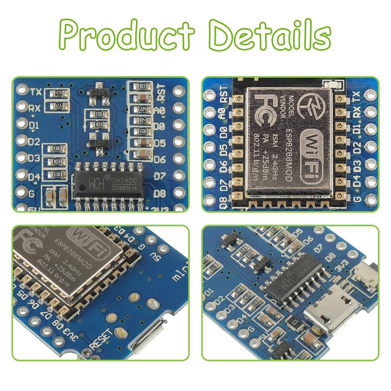 EPLZON Pack of 3 ESP8266 Mini Development Board ESP8266-12F Based