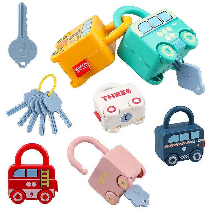 6PCS Unlocking Toys and Matching Keys Toy Preschool Learning Toys