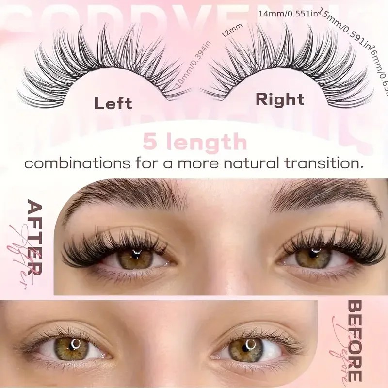 Kit De Extensiones 644 Pestañas Maquillaje Diy Lash Mixto