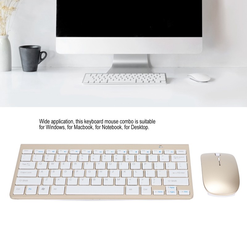 Keyboard Mouse Combo Wireless 2.4G USB Ultraslim Portable Ergonomic Wearproof