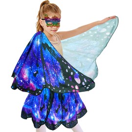 Sunlisky Butterfly Costume Children's Butterfly Costume Girls Set of 4 (Cape, Skirt, Mask and Hairpins) Costume Butterfly Children