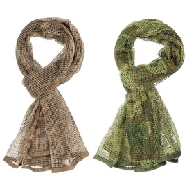 PATIKIL 71"x35" Camouflage Veil Scarf, 2Pcs Camo Netting Veil Camo Mesh Neck Scarves Desert Mesh Scarves for Outdoor Activities, Jungle Camo/Desert Digital