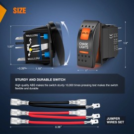 Nilight UTV Chase Lights Rocker Switch On Off 5 PIN SPST LED Light Bar Switches