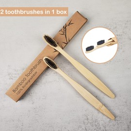 SEVENHEAD Bamboo Toothbrushes Adults & Kids Family Set 6+4 PCS Soft Bristles Wooden Toothbrushes, Natural Biodegradable BPA Free Eco Friendly Toothbrushes Black