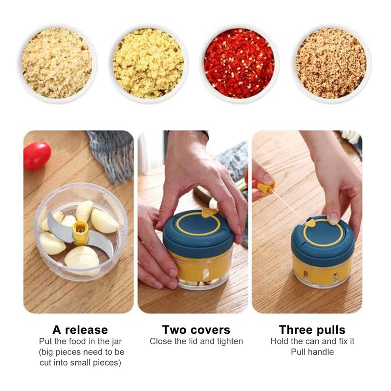 Cisixin Manual Garlic Press, Portable Garlic Crusher, Mini Onion Cutter