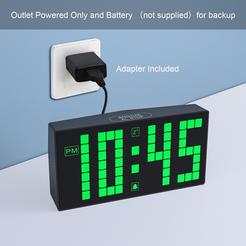 KWANWA Auto-Dimming Digital Alarm Clock with Weekend Mode & Battery