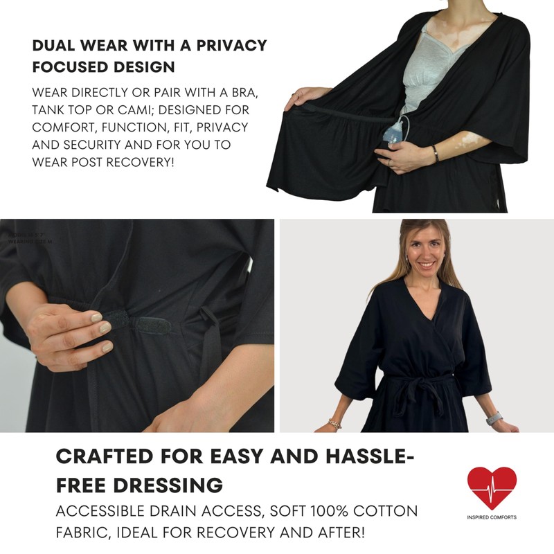 Inspired Comforts Mastectomy Recovery - Camisa de recuperación con bolsillos