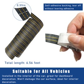 Dickno Car Interior Trim Strips, 6.56 FT Flexible Trim DIY Decorative Strip, Leather Auto Gap Fillers Molding Line, Universal Vehicle Interior Decor Seam Strip for Door Dashboard (Yellow)