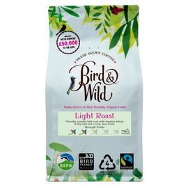 Light Roast Fairtrade Organic Ground Coffee 200g - Shade Grown Bird Friendly Coffee - For French Press Cafetiere Filter Drip V60 - Bird And Wild Coffee - Donation to RSPB - Strength 3
