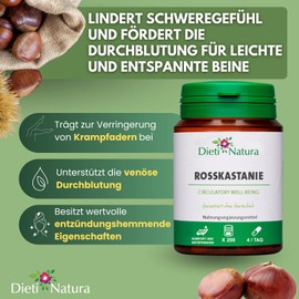 Dieti Natura 200X Horse Chestnut Capsules for Vein Health - Comfortable for Heavy Legs with Anti-Inflammatory Effect - Horse Chestnut Capsules to Promote Blood Circulation