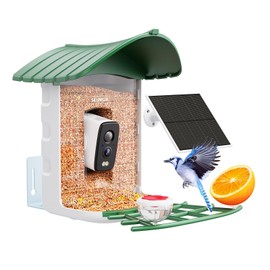 Bird Feeder with Camera, HD Birdwatching Camera with 1 Year Trial AI Identify, 4 DIY Add-ons, Smart Birds Cam with Solar Panel for Outdoor, Auto Record Videos, Gift for Bird Lover