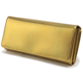 Golbe Rainbow Gold Italian Leather Long Wallet 1082 Gold, gold