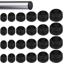 Realure 120 Pcs Round Plastic Plug, 12mm/16mm/20mm/22mm/25mm/30mm Black Plastic End Caps, Hard Plastic Plug for Pipe, Round Section End Cap, Tubing End Cap Plug for Sealing Pipe, Metal Chair Leg Cap