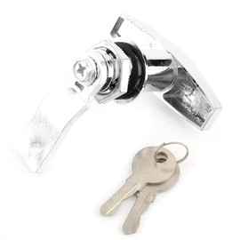 T-Handle Lock, Rear Fixing T-Handle Lock Toolbox Garage Door Lock with Keys Suitable for Caravan Canopy (Silver)