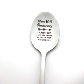 10th Anniversary Spoon Gifts for Him Her 10 Year Anniversary Present for Boyfriend Girlfriend 10th Wedding Anniversary Spoon Gift for Wife Husband Couple 10 Year Marriage Gift