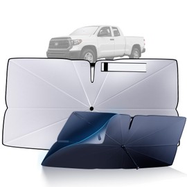 Windshield Sun Shade Umbrella: Custom Fit for 2007-2021 Toyota Tundra SR/SR5/Limited/Platinum/TRD Pro (XK50) - Double Thickened Foldable Front Window Sunshade, Superior UV & Heat Protection