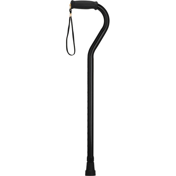 NOVA Heavy Duty Walking Cane with Offset Handle, 500 lb. Weight Capacity, Bariatric & Lightweight Adjustable Walking Stick with Carrying Strap, Black