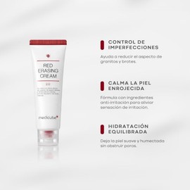 MEDICUBE Red Erasing Cream 2.0, Crema Facial Coreana con Niacinamida, Vitamina E y Betacaroteno, para Marcas Post-Imperfecciones y Tono Desigual, 50 m