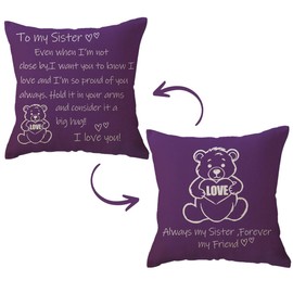 ULOVE LOVE YOURSELF to My Sister Throw Pillow Cover 18 x 18 Inch Sister Reminder Gift Birthday Graduation Thanksgiving Decor Cushion Pillow Case (Purple)
