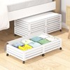 Bamboo Under Bed Storage Containers- Underbed Organizer with Wheels with