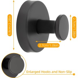 Pack of 2 Suction Cup Hooks, Suction Cup Hooks, Bathroom Suction Hooks, Extra Strong Suction Cups, Thread Hooks, Towel Hooks, Bathrobe Hooks (Black)