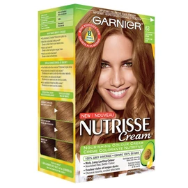 Garnier Nutrisse Cream, Permanent Hair Colour, 63 Light Golden Brown, 100% Grey Coverage, Nourished Hair Enriched With Avocado Oil, 1 Application