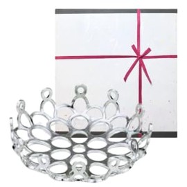 [Nousaku Red Cotton Ribbon Wrapping with Washi] KAGO Lotus Diameter 11cm Tin Kago Lotus