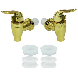 LifCratms Beverage Dispenser Replacement Spigot, 2 Pcs Plastic Drink Dispenser Spout Spigot, Push Style Faucet for Water Dispenser (Gold)