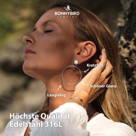 Bonnybird® Premium Surgical Steel Earrings for Women’s – Very Skin Compatible & Waterproof Stud Earrings in Silver, Gold & Rose Gold, Stainless Steel