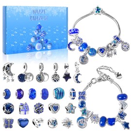 Jewellery Advents 2024, Advent Calendar Bracelet Girls, DIY Advent Calendar Jewellery with 2 Bracelets 22 Charms, Advent Calendar Charms for Girls Women Christmas Calendar Christmas Gift