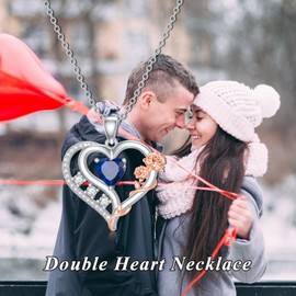 enjoylifecreative Rose Heart Necklace Gifts for Women Necklace with Birthstone Heart Pendant Made of Sterling Silver Rose Jewellery Birthday Gifts, Sterling Silver