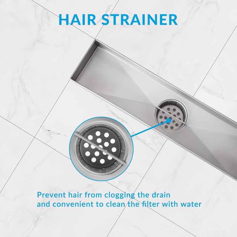 28 Inch Removable Cover Linear Shower Drain 304 Stainless Steel