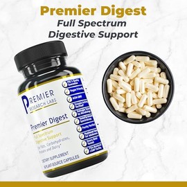 Premier Digest, 60 Capsules, Vegan Product - Vegetarian Source Enzymes, Full Spectrum Digestive Support for Fats, Carbohydrates, Proteins and Dairy   