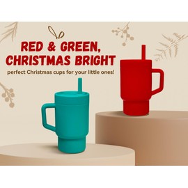 DLOCCOLD Silicone Straw Cup, Adorable Miniature Tumbler with Spill Proof Straw Handle, Tumbler Cup, 10oz, Easy to Clean