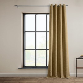 HPD Half Price Drapes Grommet Linen Curtains 84 Inches Long Room Darkening Curtains for Bedroom & Living Room (1 Panel), 50W x 84L, Butterscotch