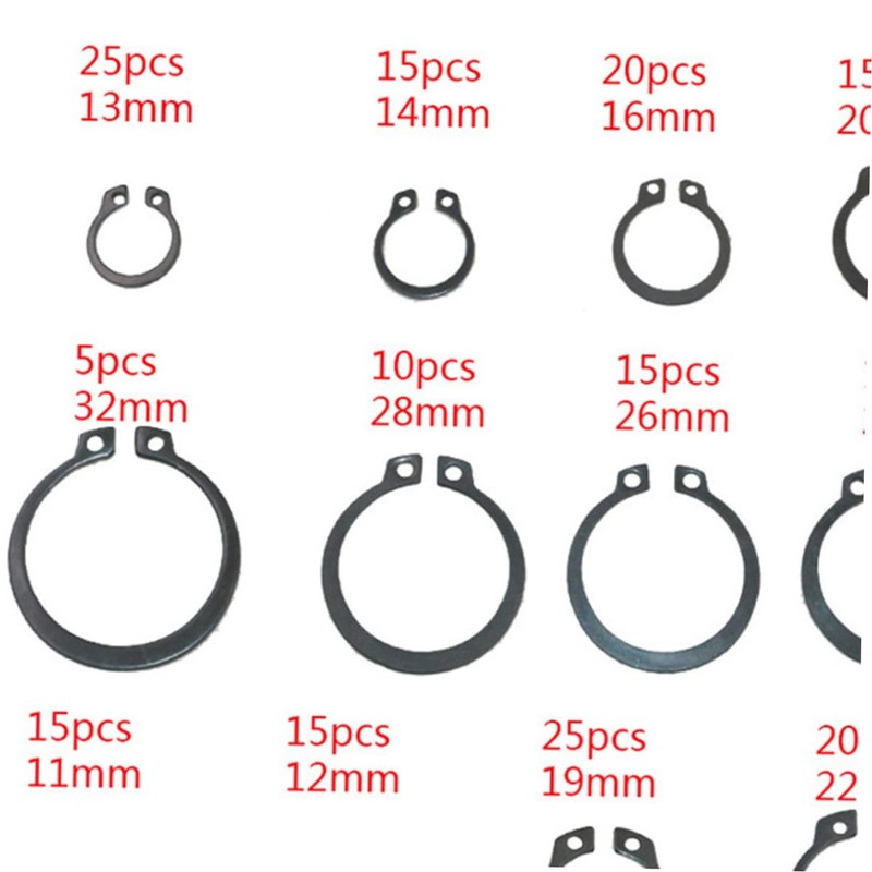 VILLFUL Carbon Steel Snap Ring Set 18 Sizes Retaining Ring