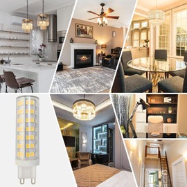 Diodesy- G9 LED Bulb T6 Clear Corn Light Dimmable 6.5W (70W Equivalent) 700 Lumens G9 Base 2700K Warm White No-Flicker Pack of 4- Small Home Lighting for Chandelier Wall Sconce Pendant Bathroom Vanity