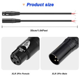 Xiatiaosann XLR 3Pin Microphone Open End Cable, XLR Male Pigtail Bare Wire & XLR Female Pigtail Bare Wire for Audio Replacement, Amplifier (4 Pack)