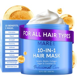 MAREE Deep Conditioning 10-In-1 Hair Mask for All Hair Types – Keratin Hair Treatment with Biotin, Natural Oils & Vitamins for Hair Care, Repair & Hydration – Tratamiento Mascarilla Para Cabello