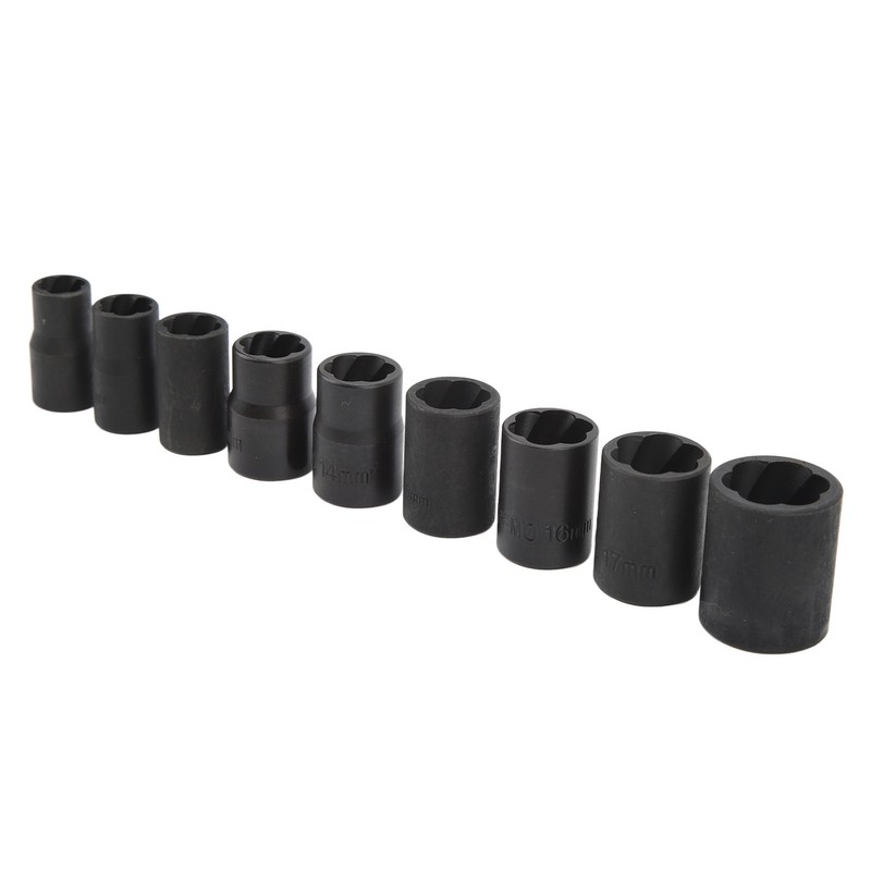 10PCS Twist Impact Socket with 8mm Straight Rod 3/8in Drive