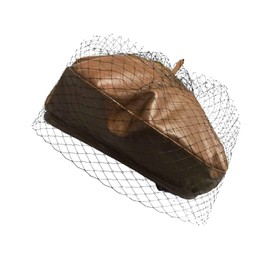 AWOCAN Women's Beret Hats with Veil Ivy Beret PU Leather Newsboy Caps Casual Baker Boy Captain Hat Cabbie Cap for Women Girls, coffee