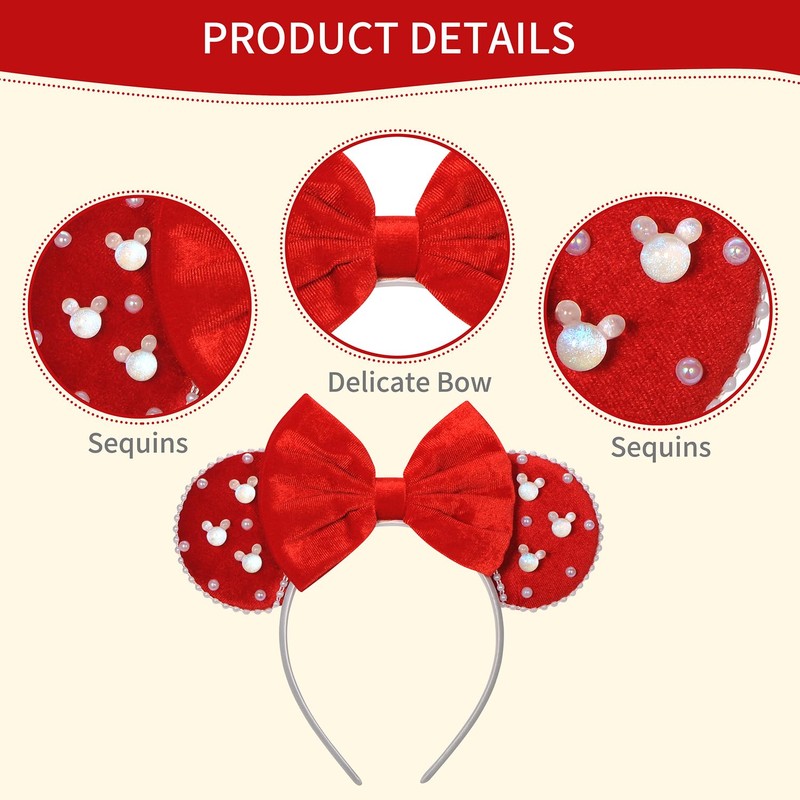 Eissya - Diadema de Minnie Ears, diadema de moda, corbata