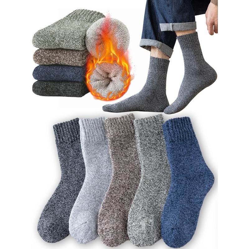 [MOSOTECH] 靴下 メンズ 暖かい 冬 厚手の靴下 秋冬防寒 5足組 男女兼用 ソックス・360°蓄熱・防寒