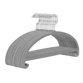 MIZGI 50 Pack Gray Velvet Hangers - No Shoulder Bumps, Heavy Duty Non-Slip Chrome Hooks for Jackets, Coats, Pants