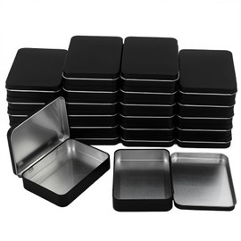 Goodma 24 Pieces Rectangular Metal Hinged Tins, Black, 4.5 x 3.3 x 0.9 inch