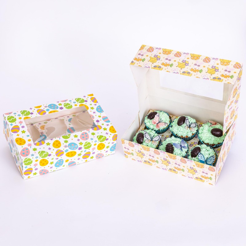 evelay Easter Cupcake Boxes 6 Hole Muffin Treat Box With